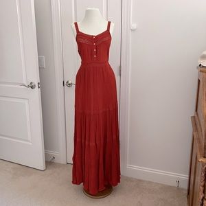 Forever 21 Boho Brick red/orange maxi sundress. Machine washable.